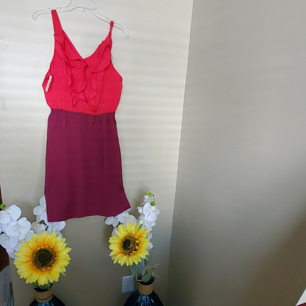 🤩Color block slip dress with ruffles!😍